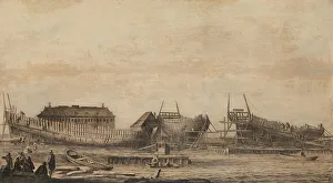 Hull Prints: The Shipyard of the Amsterdam Admiralty, 1655-1660. Creator: Ludolf Bakhuizen