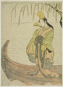 Entertainers Prints: Shirabyoshi Dancer standing in Asazuma Boat, c. 1769 / 70. Creator: Suzuki Harunobu