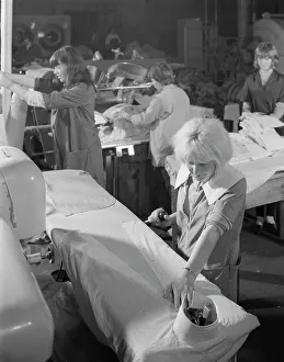 Machine Collection: Shirt pressing at a commercial laundry in Scunthorpe, Lincolnshire, 1965. Artist