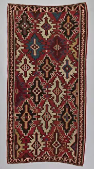 Caucasus Asia Prints: Shirvan Kilim, Caucasus, Last quarter 19th century. Creator: Unknown