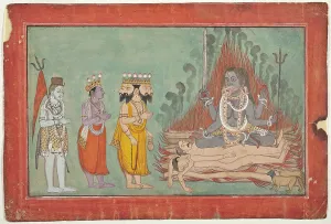 Adoring Prints: Shiva, Vishnu, and Brahma Adoring Kali (image 1 of 7), c1740. Creator: Unknown