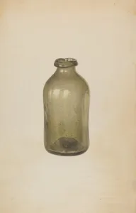 Shoe Polish Prints: Shoe Blacking Bottle, c. 1939. Creator: Van Silvay