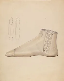 Laces Prints: Shoe, c. 1937. Creator: Bessie Forman