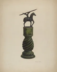 Animal Likeness Prints: Shoe Shine Foot Rest, c. 1941. Creator: Stanley Mazur