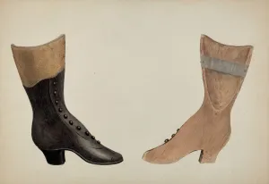 Shop Gallery: Shoe Shop Sign: Two Views, 1935 / 1942. Creator: Unknown