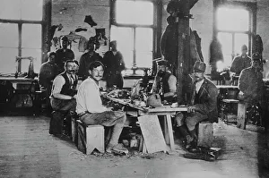 Shoemakers Prints: Shoe shop of Y.M.C.A. -- Siberian Prison Camp