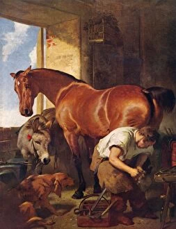 Horses Gallery: Shoeing, 1844, (1938). Artist: Edwin Henry Landseer