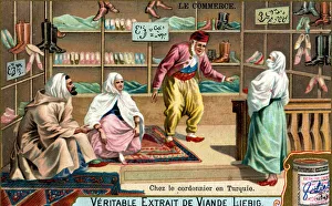 At a shoemakers in Turkey, c1900