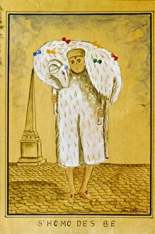 S'Homo des be colored engraving, character of the feasts of St. John in Ciutadella