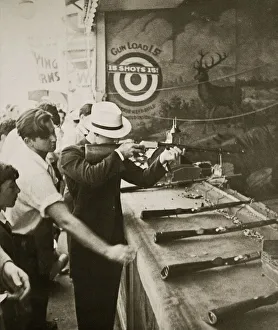 Target Practice Prints: Shooting gallery at the amusement park, Coney Island, New York, USA, early 1930s