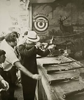 Brooklyn Collection: Shooting gallery at the amusement park, Coney Island, New York, USA, early 1930s