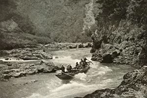 Paddling Gallery: Shooting the Rapids of the Katsura-Gawa, 1910. Creator: Herbert Ponting