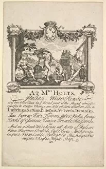 Advertisements Gallery: Shop Card for Mrs. Holts Italian Warehouse, 1720-72. Creator: William Hogarth