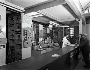 Shop Window Prints: Shop counter, Globe & Simpson auto electrical engineers, Nottingham, Nottinghamshire, 1961