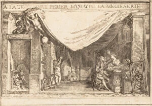 Trade Card Collection: The Shop of M. Perier, Ironwork Merchant, 1767. Creator: Gabriel de Saint-Aubin