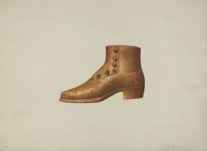 Shop Sign Prints: Shop Sign: Mans Shoe, c. 1939. Creator: Dorothy Handy