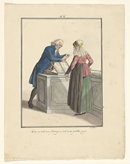 Shop Owner Prints: Shopkeeper of the Moravian Church with a customer, 1803-c.1899. Creator: J. Enklaar