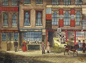 Shops in Fleet Street, London, c1835