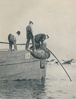 Lighter Prints: Shore End of a submarine cable is generally laid from a lighter, 1937