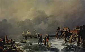 Shore Prints: Shore of the Frozen Sea (Winter Landscape), 1839. Creator: Andreas Achenbach