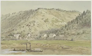 Paddle Steamers Prints: The shore opposite Schandau, 1873. Creator: Eugen Friedrich Peipers