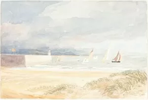 James Bulwer Collection: Shore Scene with Sailboats (Portland, Dorset?), 1822 / 1839?. Creator: James Bulwer