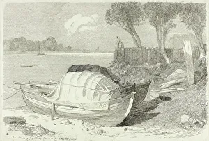 Covered Prints: Shored Boats, October 16, 1809. Creator: Cornelius Varley