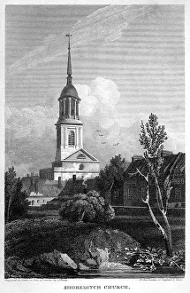 Shoreditch Church, London, 1815. Artist: Matthews