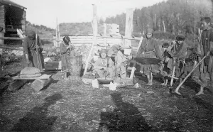 Hoeing Prints: The Shors demonstrate the main tools for cultivating the land (hoe - abyl)
