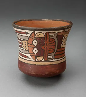 Short Beaker Depicting Costumed Ritual Performer, 180 B.C./A.D. 500. Creator: Unknown Short Beaker Depicting Costumed Ritual Performer, 180 B.C./A.D. 500. Creator: Unknown