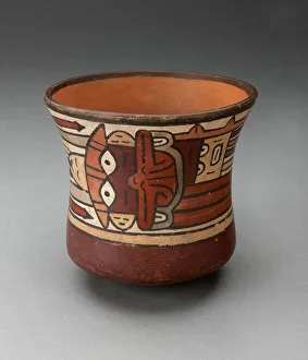 Short Beaker Depicting Ritual Figure wearing Costume with Bird Attributes, 180 B.C./A.D Short Beaker Depicting Ritual Figure wearing Costume with Bird Attributes, 180 B.C./A.D