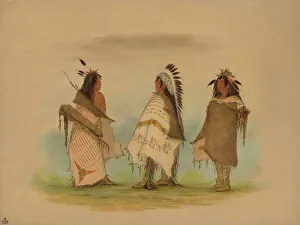 Rockies Prints: Three Shoshonee Warriors, 1861. Creator: George Catlin