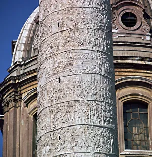 Shot of Trajans column, showing the Dacian wars, 2nd century