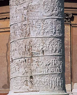 Shot of Trajans column, showing the Dacian wars, 2nd century