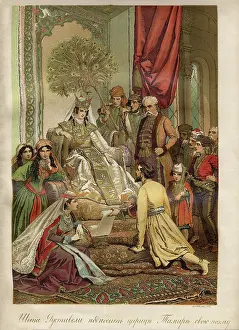 Shota Rustaveli Prints: Shota Rustaveli presents his poem to Queen Tamar