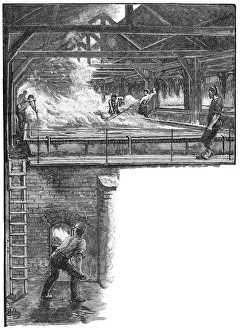 Brine Gallery: Shovelling salt at South Durham Salt Works, 1884