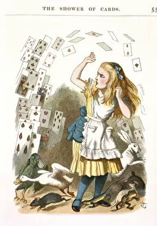 Tenniel Gallery: The Shower of Cards. Illustration for Alice in Wonderland by L. Carroll, 1890