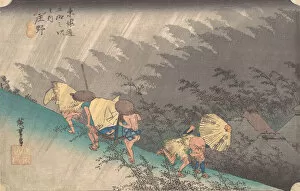Reisho Tokaido Gallery: Shower at Shono, 1834. 1834. Creator: Ando Hiroshige
