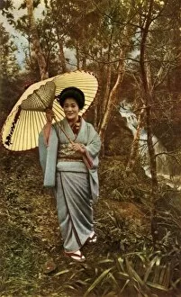 Kimono Gallery: A Shower in the Woods, 1910. Creator: Herbert Ponting