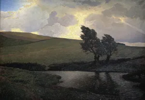 Showery Landscape. Jægerspris, Zealand, 1898. Creator: Fritz Johannes Bentzen-Bilkvist