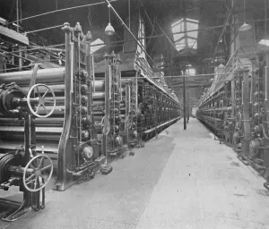 Showing Two Board-Making Machines and Indicating Something of Their Great Length and Complexity, 1