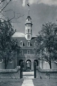 Detail Showing Cupola of Capitol, Queen Annes Arms over central Arch, c1938