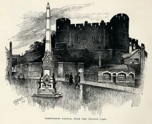 Shrewsbury Castle, from the station yard, c1893, (1894). Artist: Charles George Harper