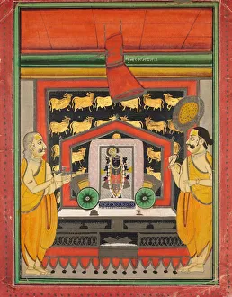 Colour And Gold On Paper Prints: Shri Dvarakanathji of Kankroli (Dubarakanathji), mid-1800s. Creator: Unknown