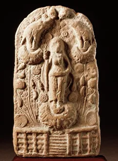 Purification Prints: Shri Lakshmi Lustrated by Elephants (Gaja-Lakshmi), 1st century BC. Creator: Unknown