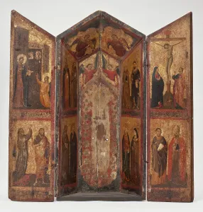 Elisabeth Of Thuringia Prints: Shrine with the Crucifixion, Saints and Angels. Creator: Taddeo Gaddi