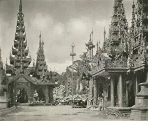 Eaves Gallery: Shrine of the Great Bell at the Shwe Dagon Pagoda, Rangoon, 1900. Creator: Unknown