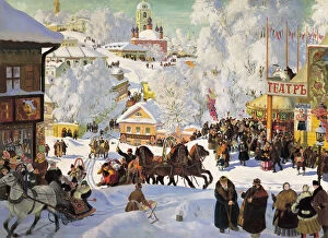Boris Kustodiyev Gallery: Shrovetide, 1919. Artist: Boris Mikhajlovich Kustodiev