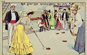 Liner Gallery: Shuffleboard on board a Red Star Line passenger ship, 1907. Creator: Unknown