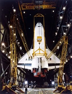 Kennedy Space Centre Gallery: Shuttle in Vehicle Assembly Building, second Space Shuttle flight, 1981. Creator: NASA